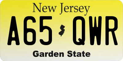NJ license plate A65QWR