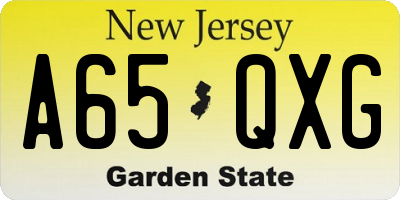 NJ license plate A65QXG