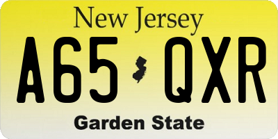 NJ license plate A65QXR