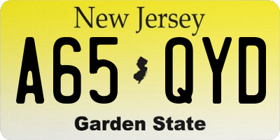 NJ license plate A65QYD