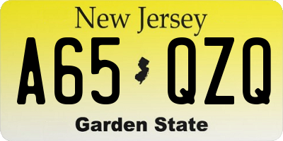 NJ license plate A65QZQ