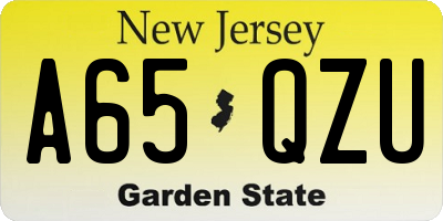 NJ license plate A65QZU