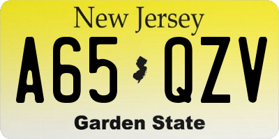 NJ license plate A65QZV