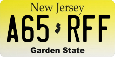 NJ license plate A65RFF
