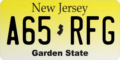 NJ license plate A65RFG