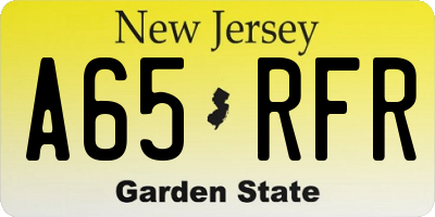 NJ license plate A65RFR