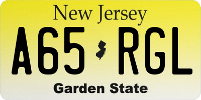 NJ license plate A65RGL