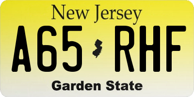 NJ license plate A65RHF