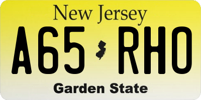 NJ license plate A65RHO
