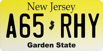 NJ license plate A65RHY