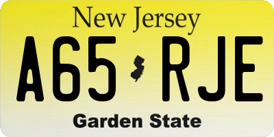 NJ license plate A65RJE