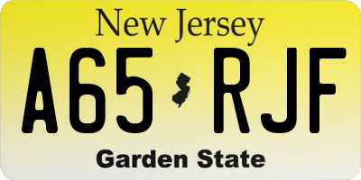 NJ license plate A65RJF