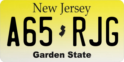 NJ license plate A65RJG