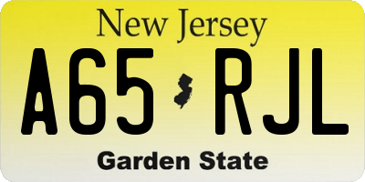 NJ license plate A65RJL
