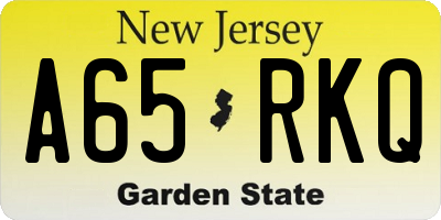NJ license plate A65RKQ