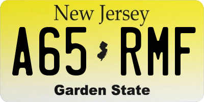 NJ license plate A65RMF