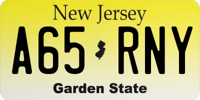 NJ license plate A65RNY
