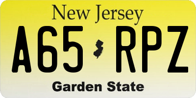 NJ license plate A65RPZ
