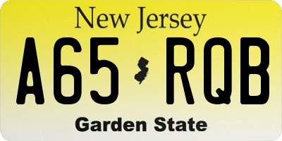 NJ license plate A65RQB