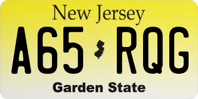 NJ license plate A65RQG