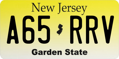 NJ license plate A65RRV