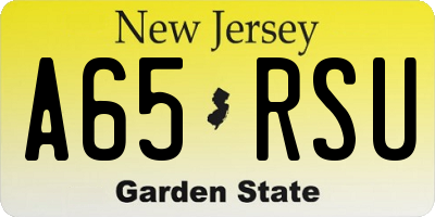 NJ license plate A65RSU