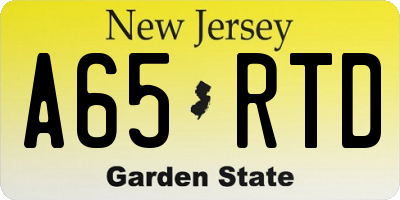 NJ license plate A65RTD