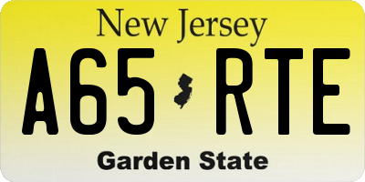 NJ license plate A65RTE