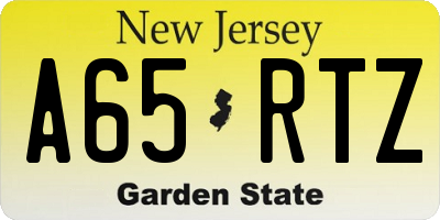 NJ license plate A65RTZ