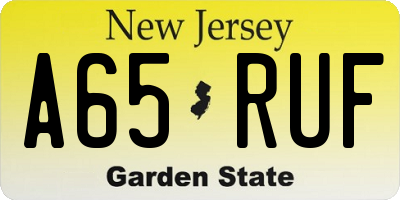 NJ license plate A65RUF