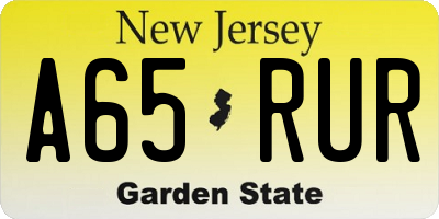 NJ license plate A65RUR