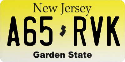 NJ license plate A65RVK