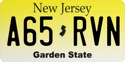NJ license plate A65RVN