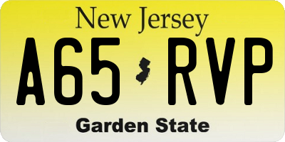 NJ license plate A65RVP