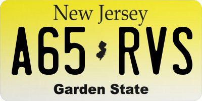 NJ license plate A65RVS