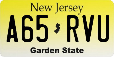 NJ license plate A65RVU