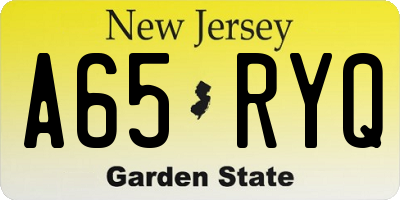 NJ license plate A65RYQ