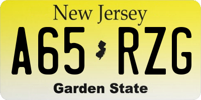 NJ license plate A65RZG