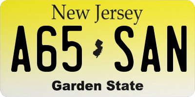 NJ license plate A65SAN