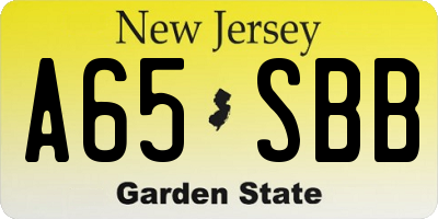 NJ license plate A65SBB