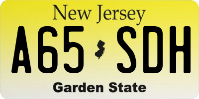 NJ license plate A65SDH