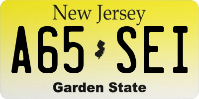 NJ license plate A65SEI