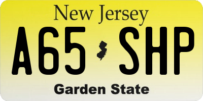 NJ license plate A65SHP