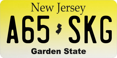 NJ license plate A65SKG