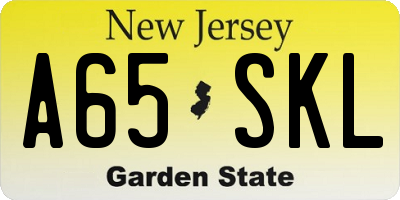 NJ license plate A65SKL