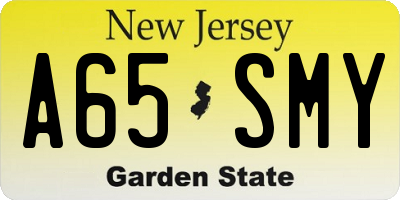 NJ license plate A65SMY