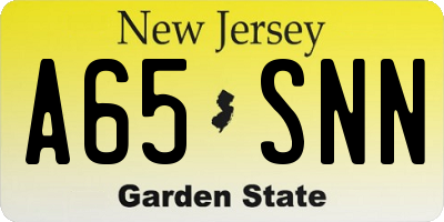 NJ license plate A65SNN