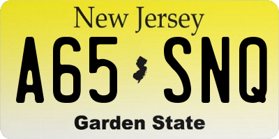 NJ license plate A65SNQ
