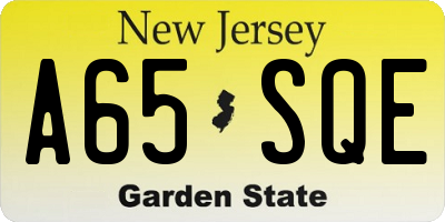 NJ license plate A65SQE