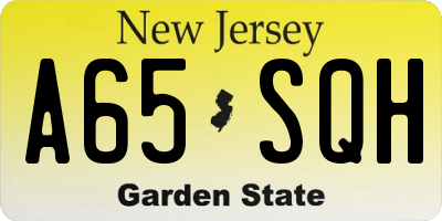 NJ license plate A65SQH
